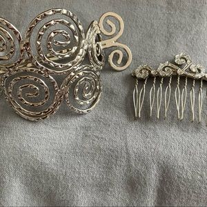 Vintage hair pins. A hair comb with rhinestones. And a butterfly with pin